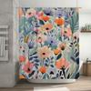 Charming Floral Print Shower Curtain Bath Decor for Modern Bathroom