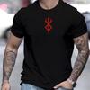Red Symbol Graphic Print T-Shirt,Soft Breathable & Fade-Resistant, Classic Fit for Daily Casual Wear