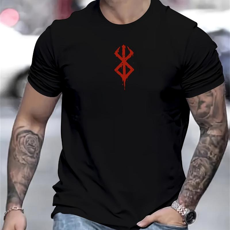 

Red Symbol Graphic Print T-Shirt,Soft Breathable & Fade-Resistant, Classic Fit for Daily Casual Wear XXL белый