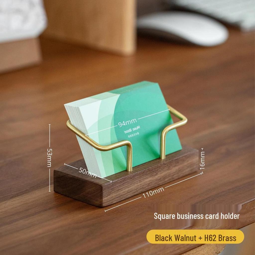 High-End Black Walnut Business Card Holder for Reception Desk with Large Capacity and Custom Logo.