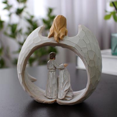 1 Angel Religious Ornament Resin Handicraft, Angel Statue Suitable for Various Environments, Including Desks, Shelves, or Center