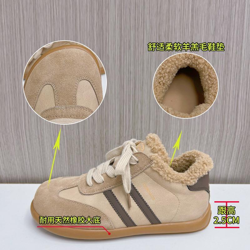 Leather Women's Winter New Flat-bottomed Velvet White Shoes Women's Casual Fashion Women's Shoes Versatile Single Shoes