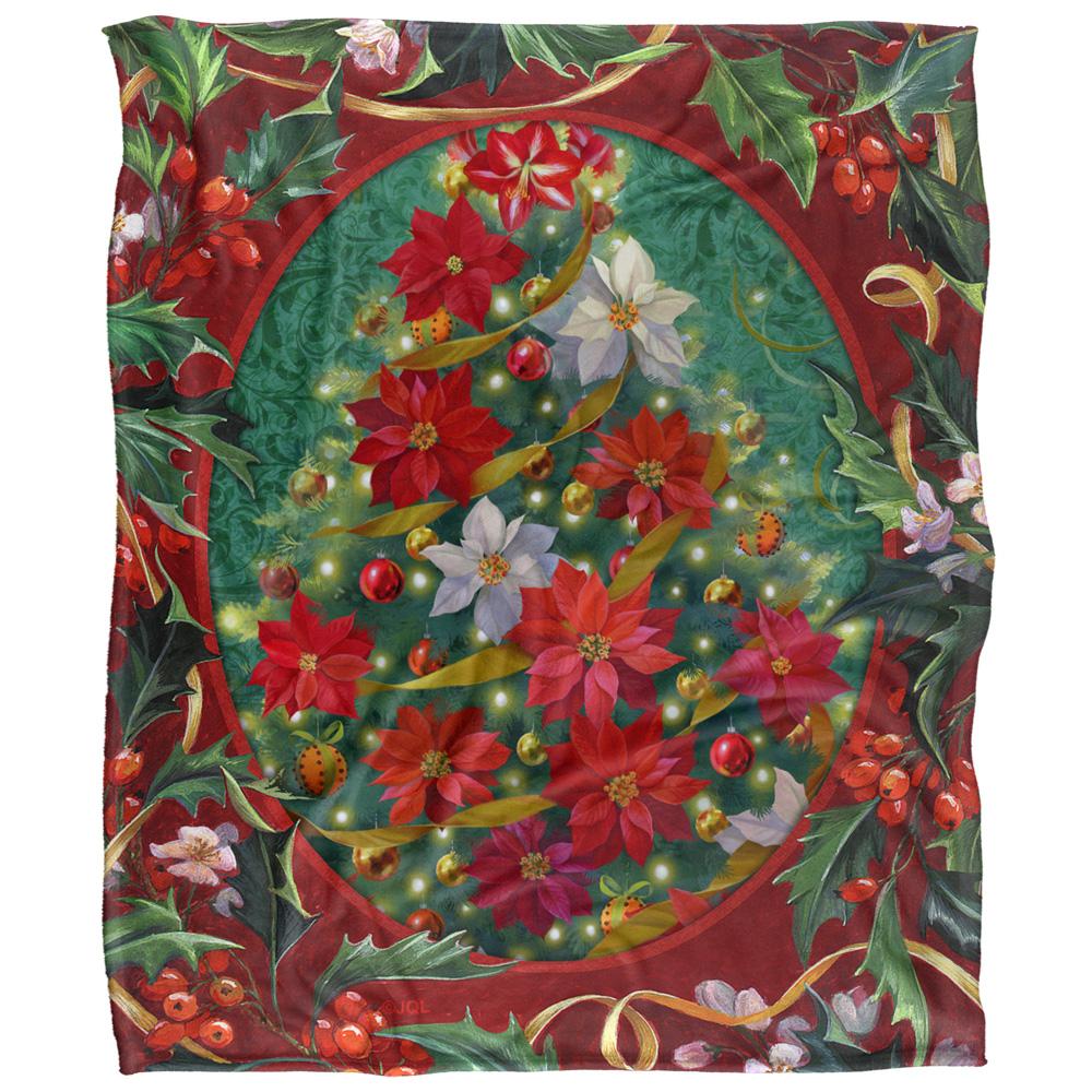 JQ Licensing Spirit of Christmas Silky Poinsettia Supersoft Blanket