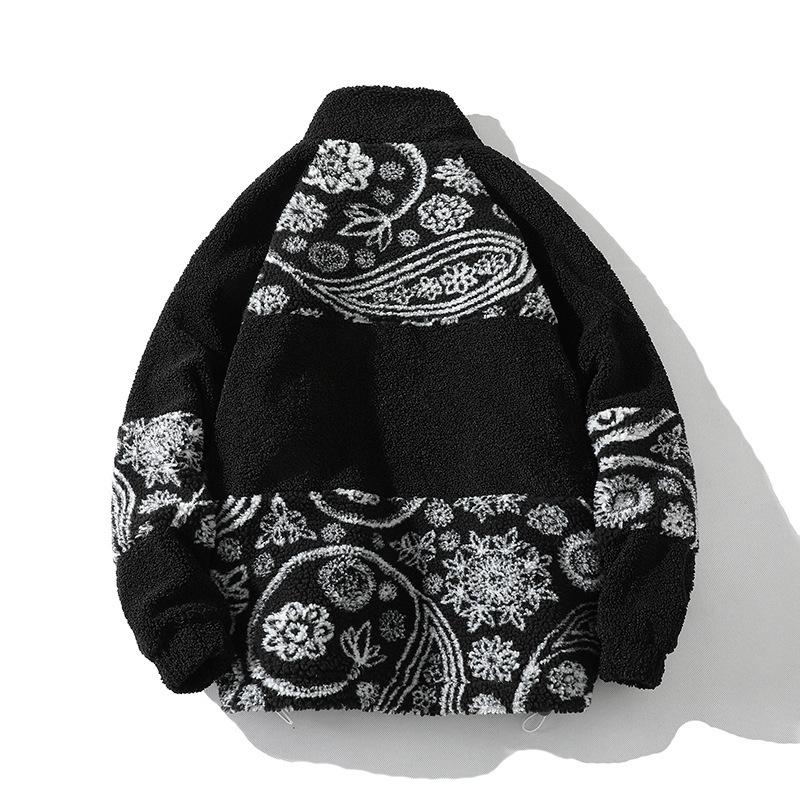 Trend Loose Casual Embroidery Decorative Couple Lamb Fleece Jacket Men