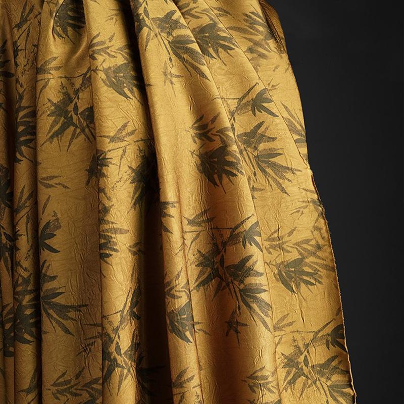 Chinese Style Bamboo Pattern Bronze Satin Brocade Fabric Imitation Acetic Acid Fabric For Diy Sewing Dress Cheongsam Hanfu