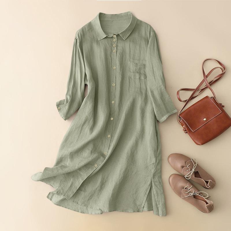 ZANZEA Women Casual Long Sleeve Turn Down Collar Solid Loose Summer Dress buy the best products in the Ayzeze online store ZANZEA Women Casual Long Sleeve Turn Down Collar Solid Loose Summer Dress buy the best products in the Ayzeze online store