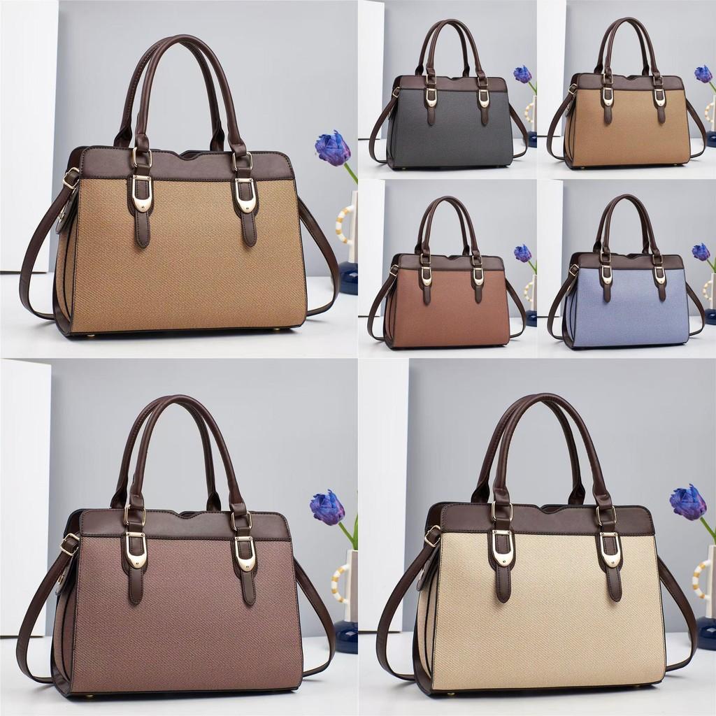 Stylish Versatile Canvas Patchwork Tote Bag In Gray Khaki Yellow Blue Brown And Apricot Colors