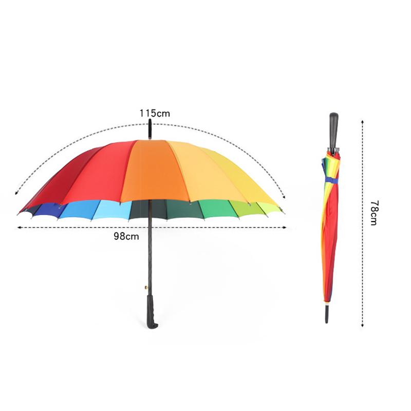 16K Windproof Rainbow Big Umbrella Rain Women Men Sun Walking Long-handle Straight Golf Umbrellas Automatic-open Parasol