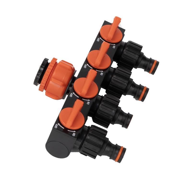 Five-Way Faucet Water Diverter Splitter with Ball Valve Switch (1" X 4 Points)