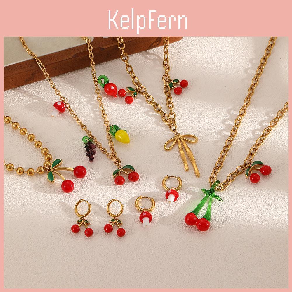 Stainless Steel Fruit Necklace For Women Summer Fashion Jewelry With Resin Pendant