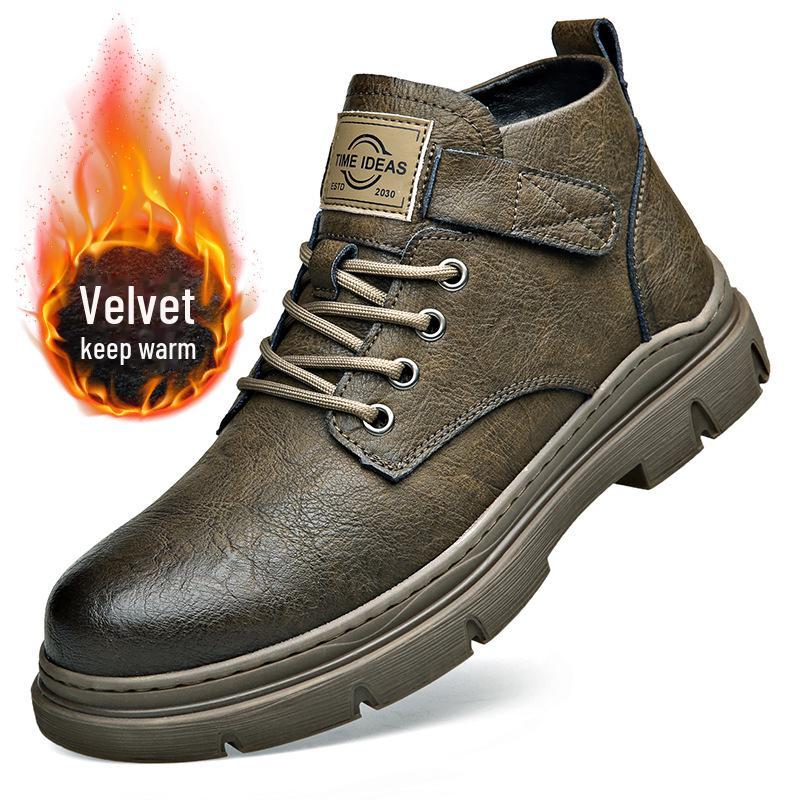 Men's 2023 Autumn/Winter High-Top Cotton Martin Boots: Stylish, Warm, Retro Leather Work Shoes