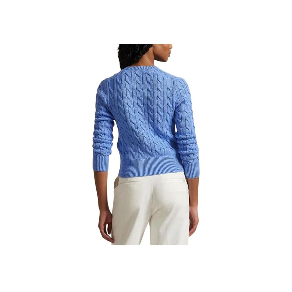 Polo Ralph Lauren Solid Color Crew Neck Slim Fit Knitted Cardigan Women knitwear Blue WMPOSWENDW20486-400