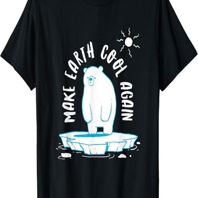 Make Earth Cool Again Polar Bear Design T-Shirt