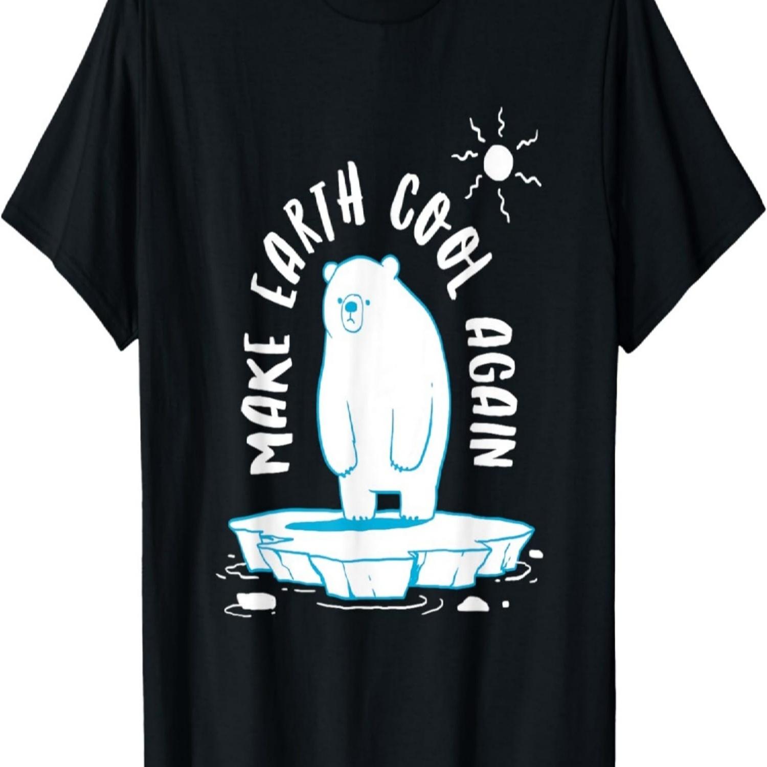 Make Earth Cool Again Polar Bear Design T-Shirt S