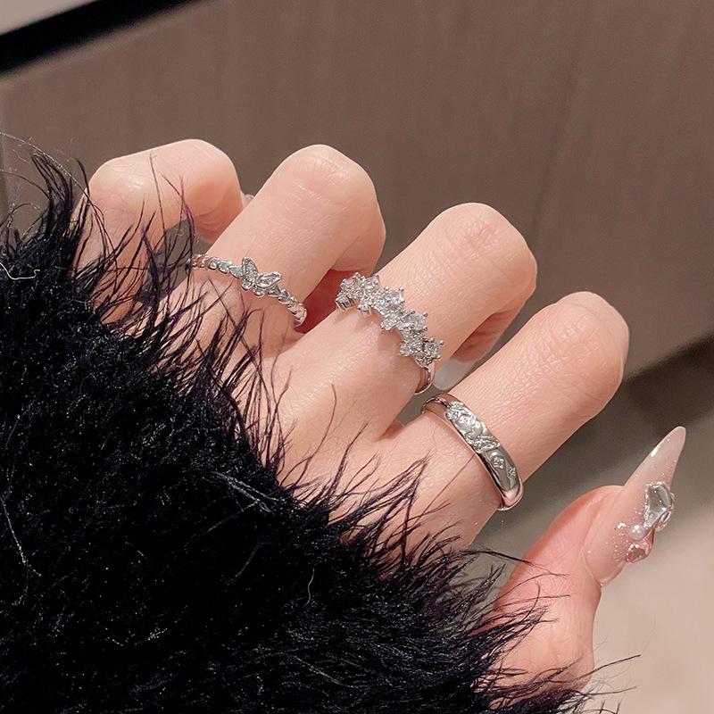 Butterfly Couple Open Ring Light Luxury High-End Sense Ring Simple Niche Individual Cold Wind Ring