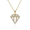 JUSTOP Retro Four-Leaf Clover Pendant Necklace 18K Gold Plated with Diamond Inlay