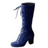 Foreign Trade Large Size Tall Tube But Knee Strap Polished Women's Boots Autumn and Winter New Square and European and American Style Women's Boots