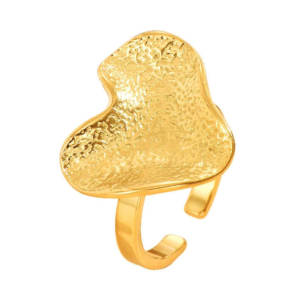 Chic Irregular Heart & Leaf Design Stainless Steel Ring for Women