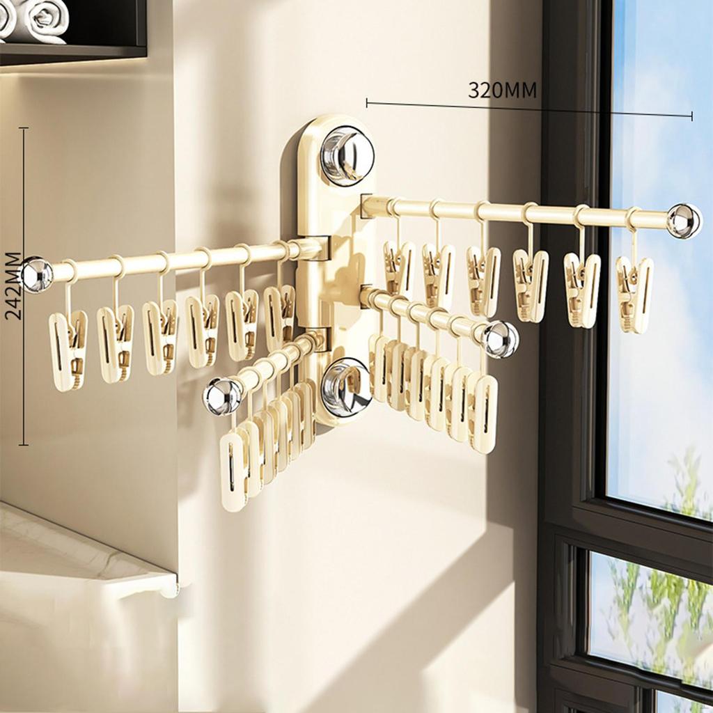 Suction Cup Clothes Rack Foldable or Hanging Laundry Wall Mounted Sock Hanger with