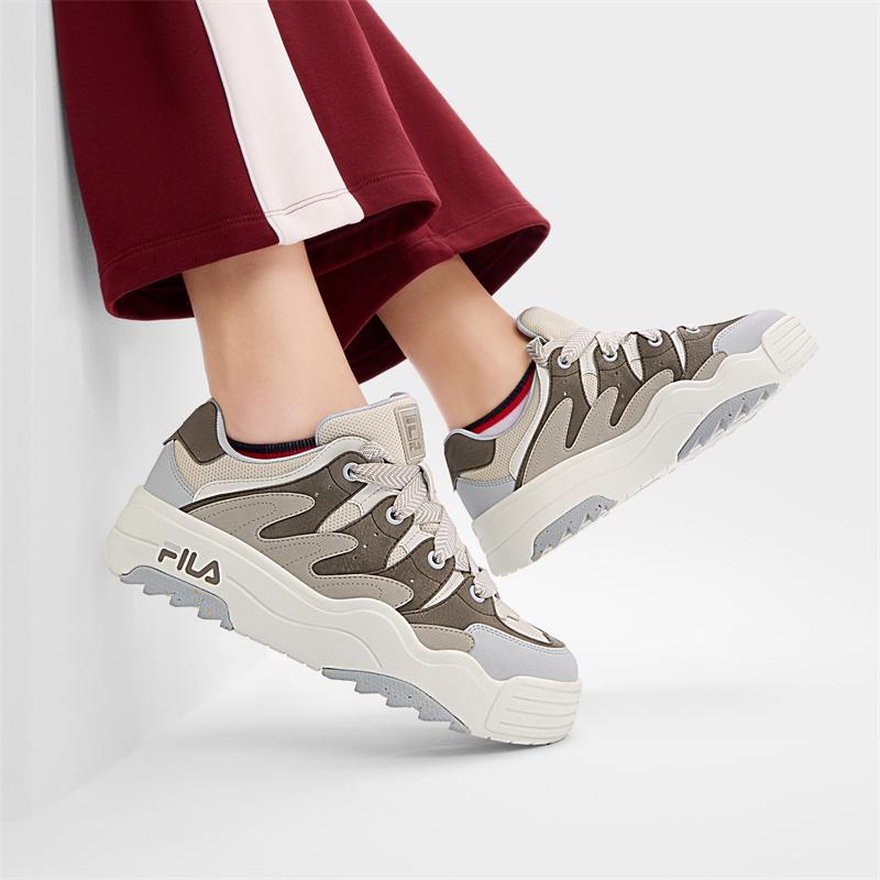 FILA Rosetta Fashion Trend Low-Top Skate Shoes Women sneaker Gray Brown F12W431204FBA