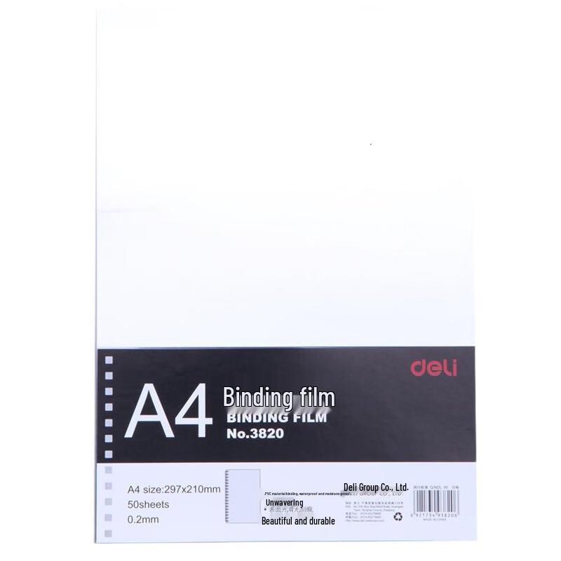 Deli 3820 A4 Clear PVC Binding Covers