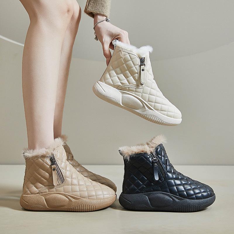 2024 Women's Plus Velvet High-Top Snow Boots - Korean Style Warm Casual Cotton Shoes XQ5859