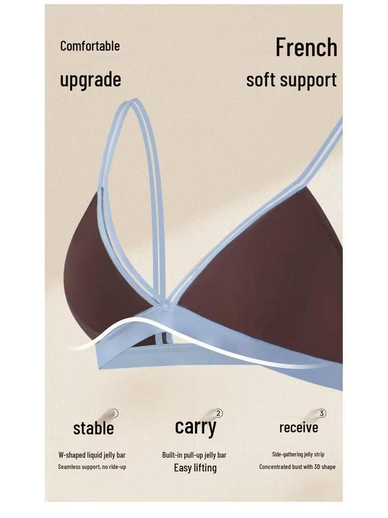 Französischer Triangel-Cup Damen-BH-Set - Schlankmachender Effekt, Tiefer Ausschnitt, Sexy, Schöner Rücken, Herbst Dünner Stil