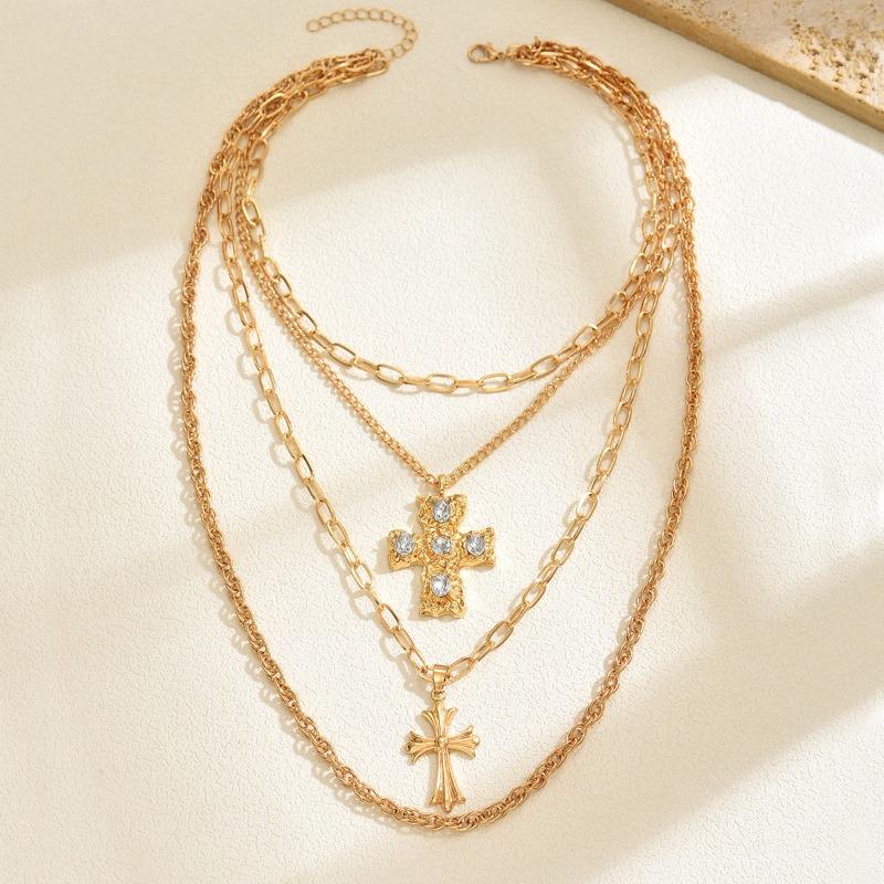 Long cross necklace alloy jewelry women's exaggerated sweater chain niche high-end item jewelry