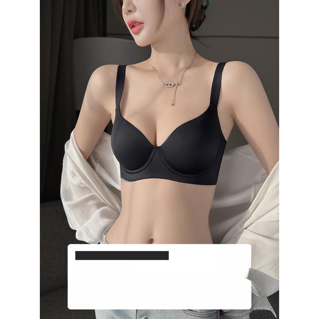 Polyamide Monochrome Bra Elegant Womens With Comfortable Steel Ring Support Nonremovable Padding Knitted Fabric Adult Lingerie