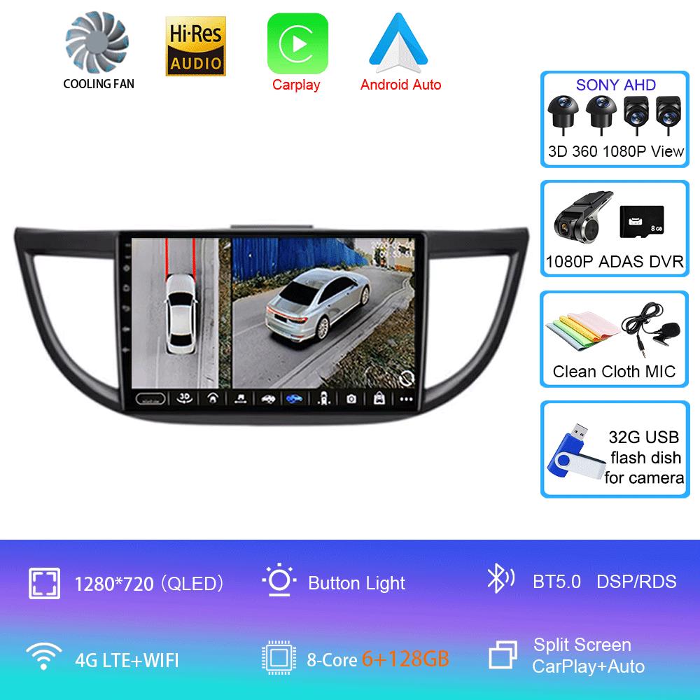 Car Radio Android 14 WIFI Navigation For Honda CRV CR-V 2011 2012 2013 2014 2015 2016 Multimedia Player Wireless Carplay Stereo