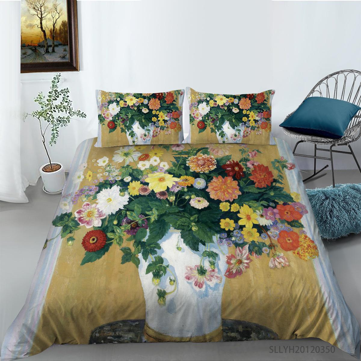 

Пододеяльник с 3D цифровой печатью Наволочка Набор из двух или трех предметов Креативная серия «Масляная живопись» Полиэстер EU single 135*200