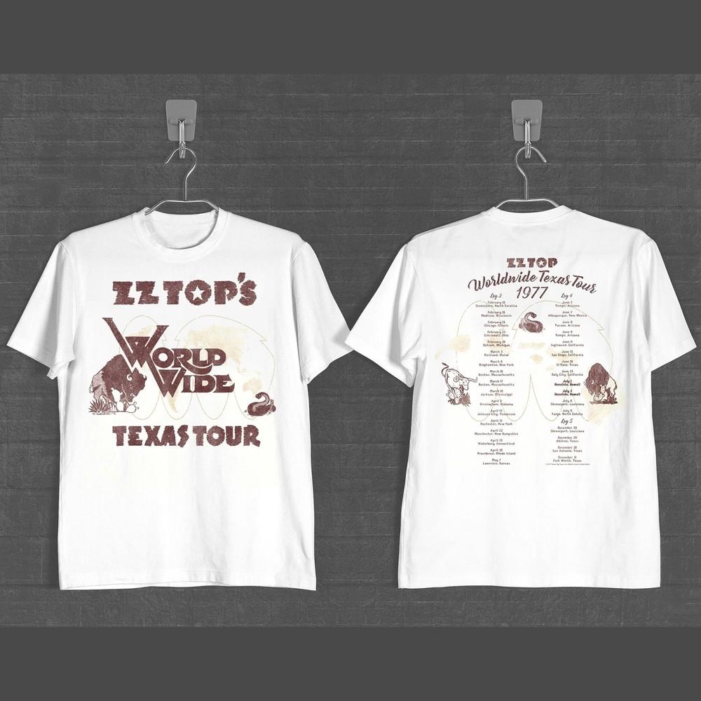 2 Sides ZZ Top World Wide Texas Tour 1977 Shirt White Unisex S5XL IA959 Unisex T-Shirt M