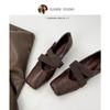 Sheepskin Version~ Minimalist Ballet Style Cross Belt Fashion Single Shoes Women's Leather Comfortable Soft Sole One Pedal Shallow Mouth Single Shoes