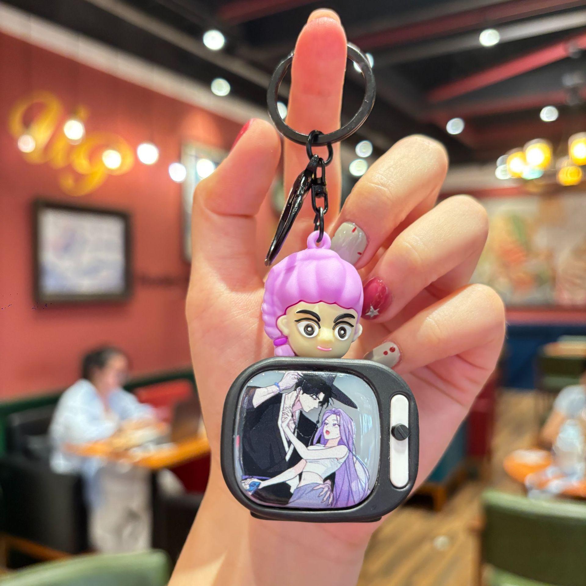 Creative Witch Hunters Light Up Tv Keychain Schoolbag Exquisite Gifts Doll Machine Luminous Small Pendant 7.2*5cm