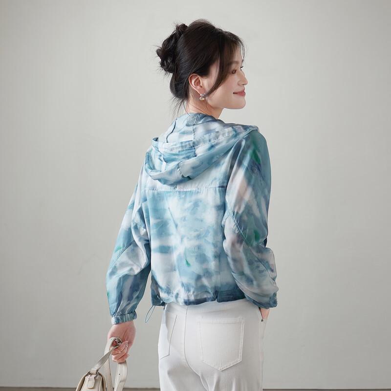 SOFSIL Damen Kapuzenjacke mit Print aus Seide