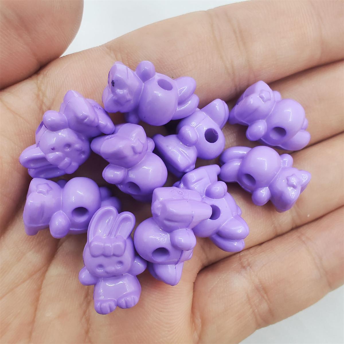 

30 шт. акрилових намистин із мультяшним кроликом, підвіскою, зайчиком, дитячим виготовленням прикрас, суцільним кольором, аксесуарами для прикрас для волосся ручної роботи фіолетовий