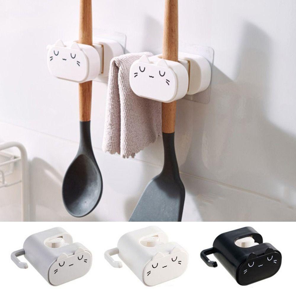 Cartoon-Katze Wandbehang Mopp Besen Wasserdicht Toiletten-Aufbewahrungsregal Festes Moppregal für den Haushalt