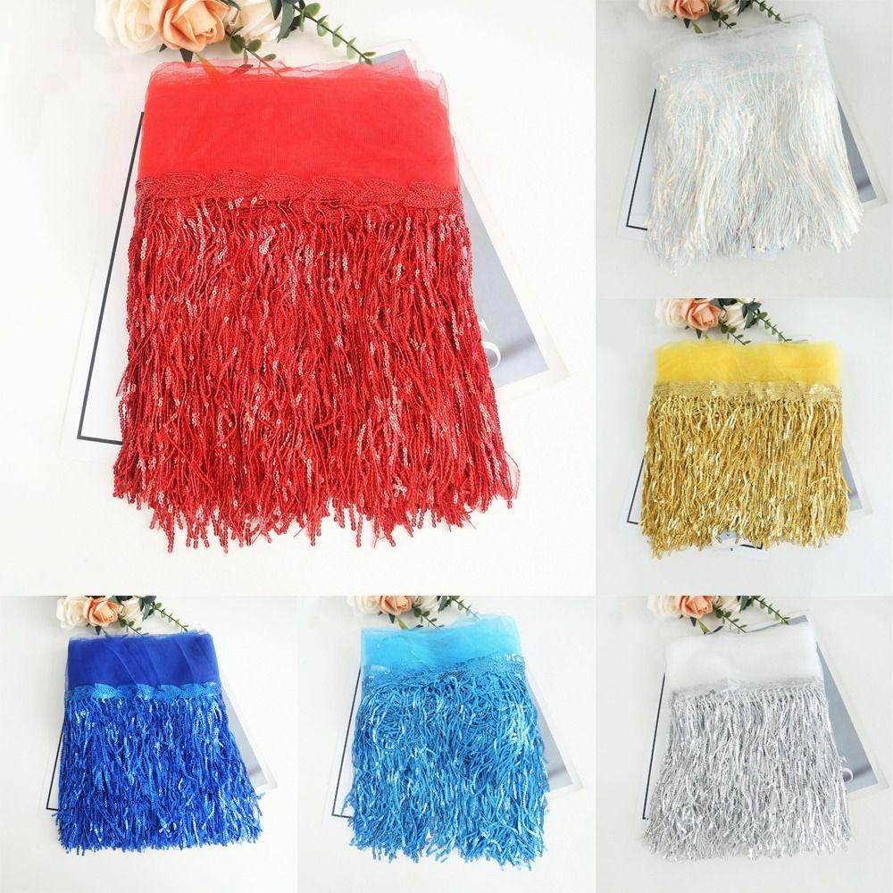 10 Yards 20cm Width Lace Ribbon DIY Accessories Glitter Tassels Party Decoration