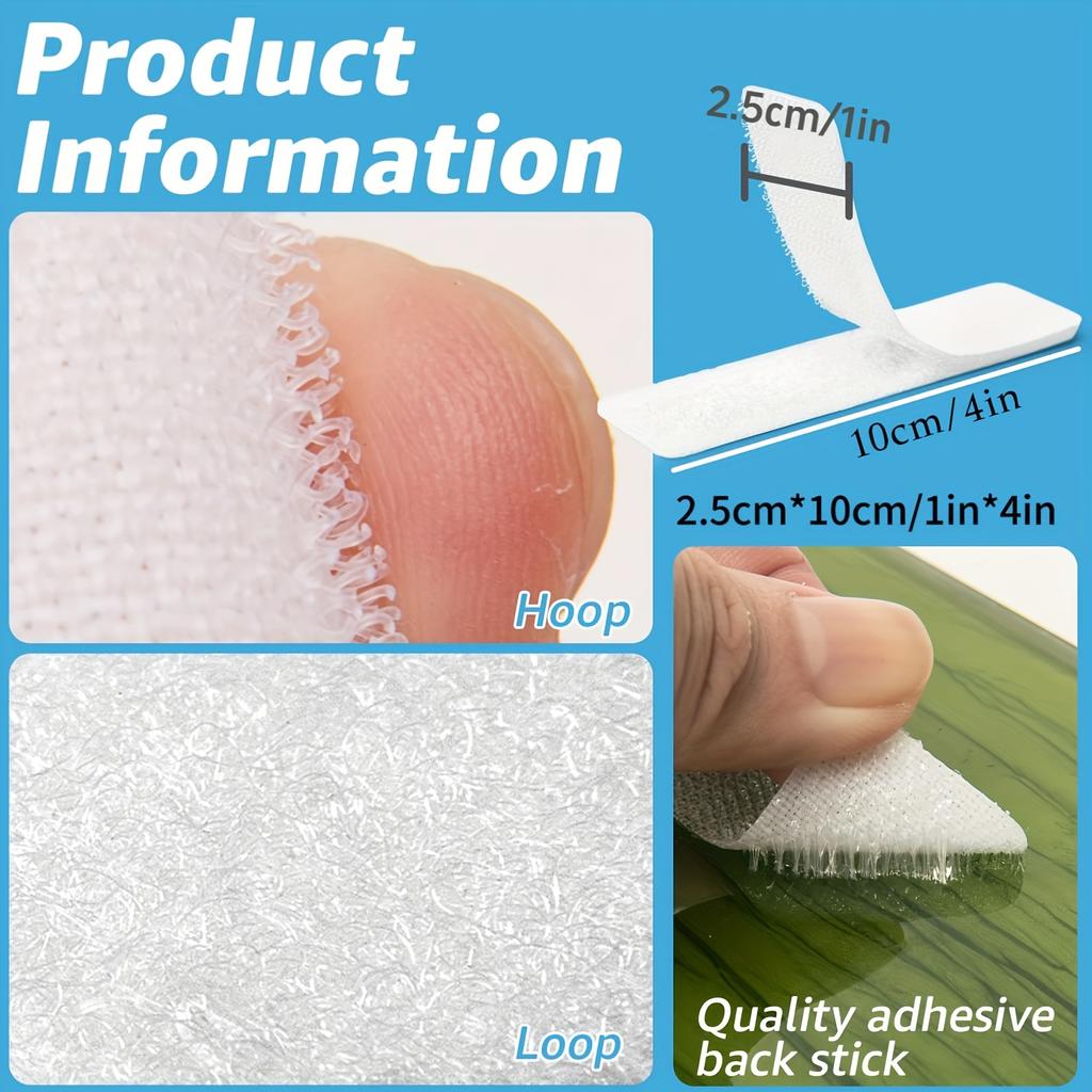 16pairs Heavy Duty Carpet Fixing Tape, Double Sided Adhesive Hook and Loop, Strong Hold Removable No Residue for Rugs Mats