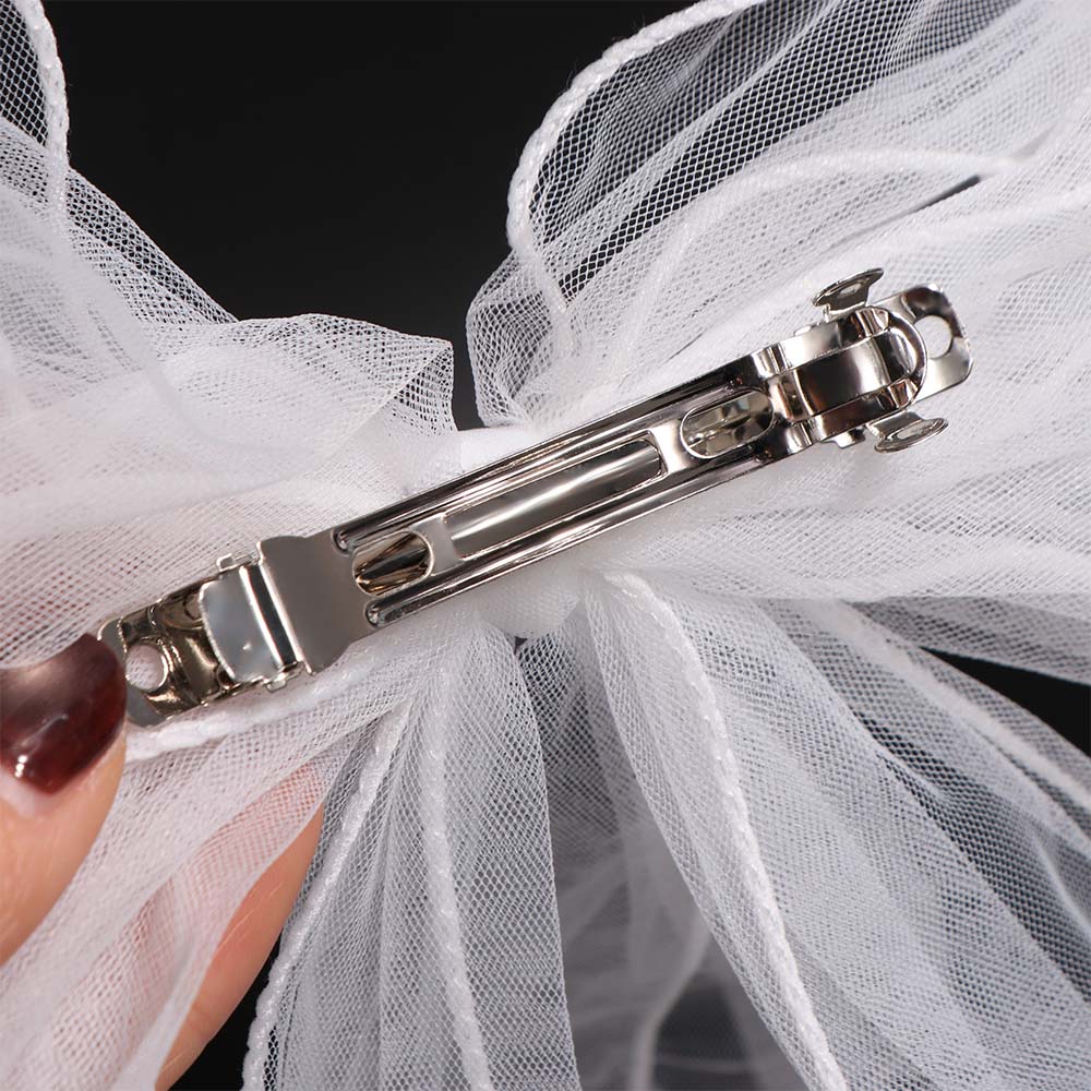 Short Wedding Bridal Veil Gauze Pearl Bow Veil Delicate White Bridal Tulle  Girls Hair Accessories