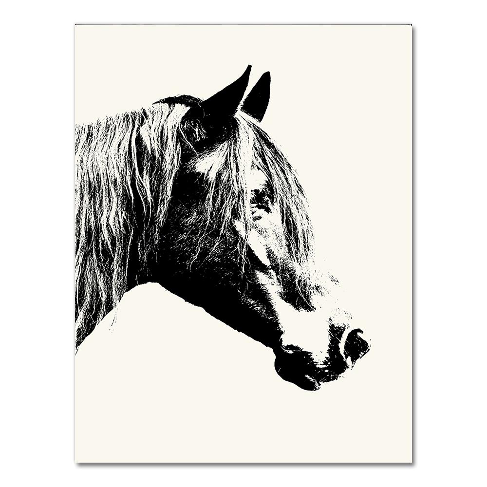 

Художественная декоративная картина на холсте для гостиной, домашнего декора, черно-белая лошадь без рамы, плакаты на скандинавскую тему и принты на стену 21x30 No Frame