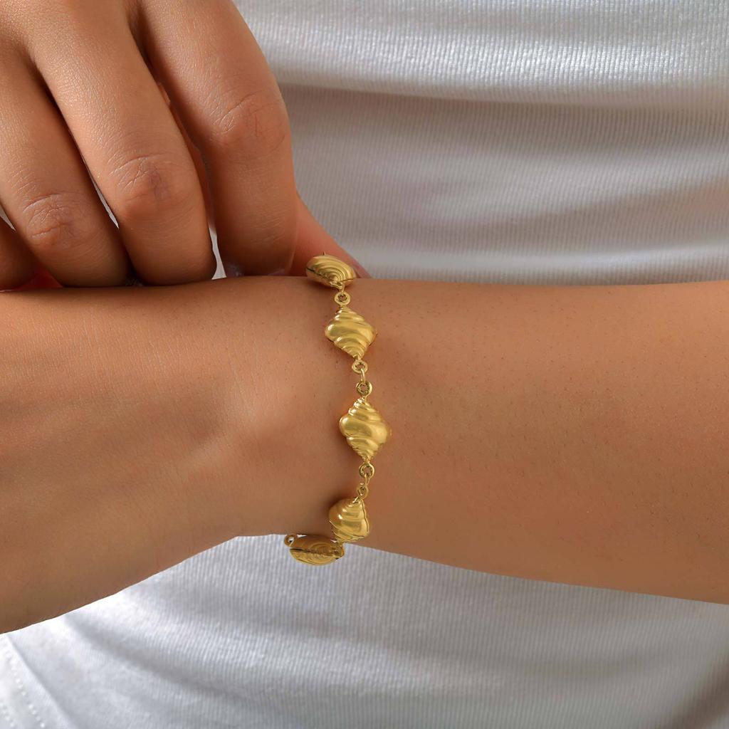 Fashion Resort Ocean Wind Stainless Steel Conch Gold Bracelet Women'S Jewelry 2475