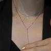 New High-end Long Y-shaped Fringed Diamond Necklace for Women's Niche Light Luxury Double-layer Collarbone Chain
