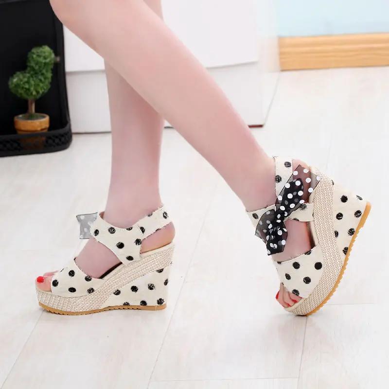 Fashion Wedges Heel Mesh Footwear Wholesale New Breathable Fashion Sandals for Women Vintage Summer Sale Asian Size Original Woman Shoes
