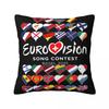 Concours Eurovision de la Chanson Drapeaux Cœurs Esc Ebu Eurofans Taie d'Oreiller Housse de Coussin Musical Décoration Taie d'Oreiller Pour Voiture 45X45Cm