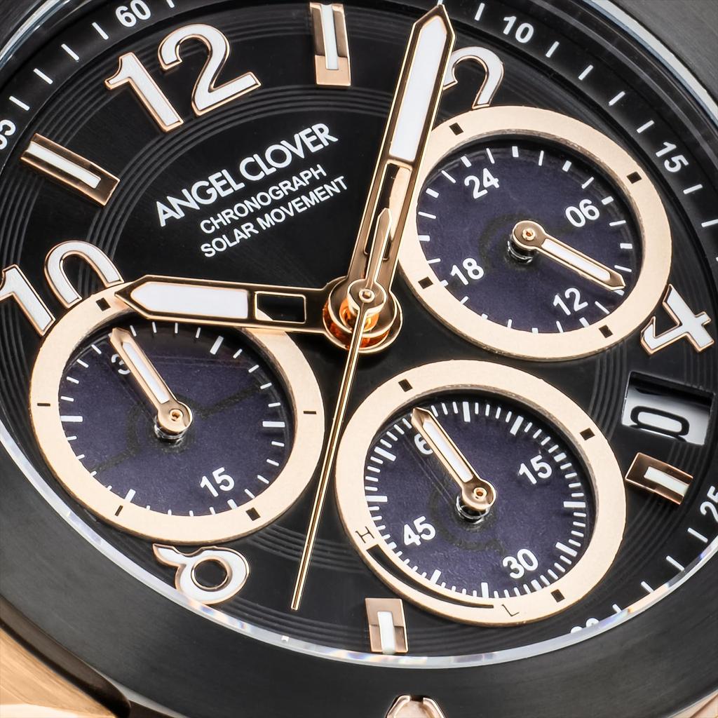 Angel Clover Exventure Solar Watch EVS45PBK-BK Men's Two-tone