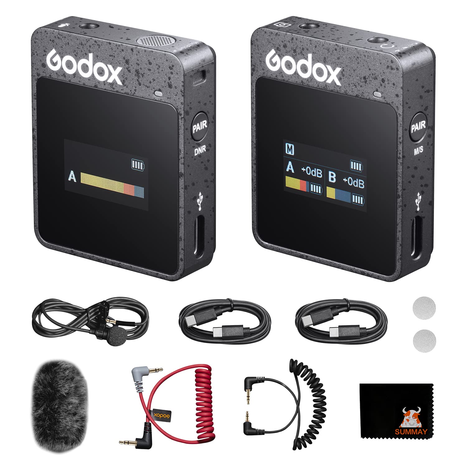 

Godox MoveLink II M1 Black Lavalier Microphone TX 1 328ft Noise Compact and 8 Hours Battery for Live Recording Vlogs (1 + RX), Range, Cancelling,