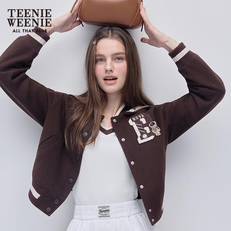 Teenie Weenie Women's Sailor Collar Two-Way Wool Baseball Jacket