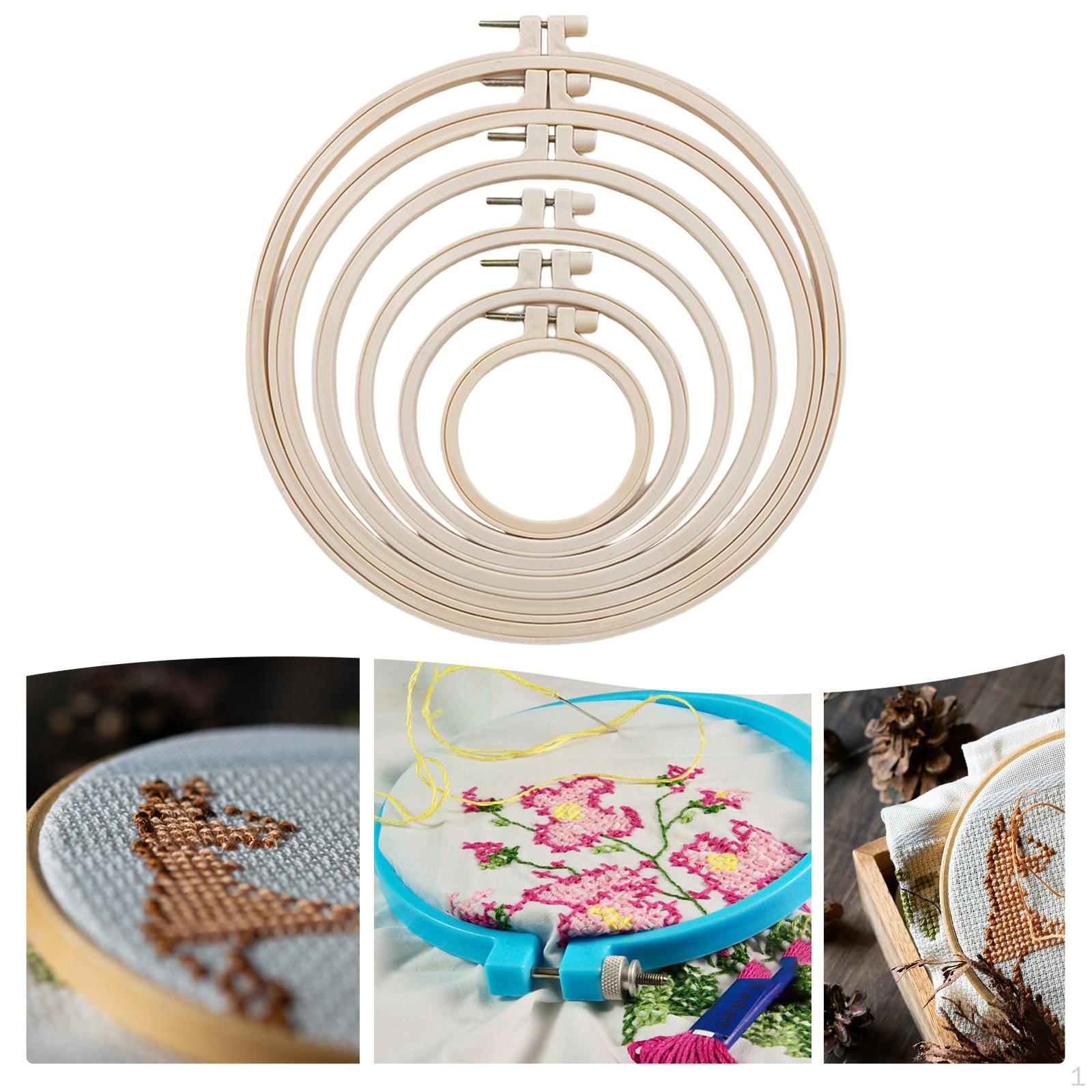 

6 шт. пяльцы для вышивания круглые регулируемые пяльцы для шитья beige