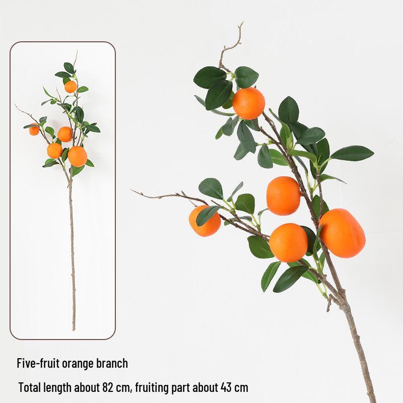 Persimmon and Pomegranate Faux Flower Arrangement for Living Room or Foyer